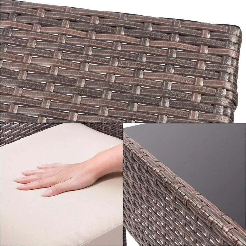 Homall 4 Pieces Outdoor Patio Furniture Brown PE Rattan Wicker Table and Chairs Set Backyard Poolside Garden Porch Sets with Cushioned