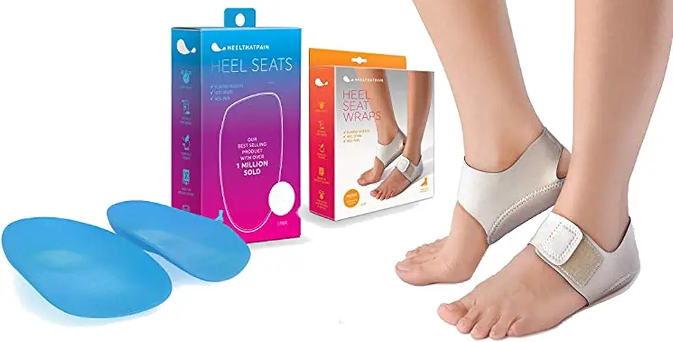 Heel That Pain Plantar Fasciitis Insoles Heel Seats Foot Orthotic Inserts, Blue Large (W 10.5-13
