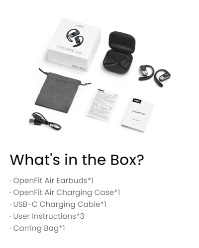 SHOKZ OpenFit Air - Open-Ear Headphones, True Wireless Earbuds, Water Resistant, Secure Earhooks for Daily Use, Black