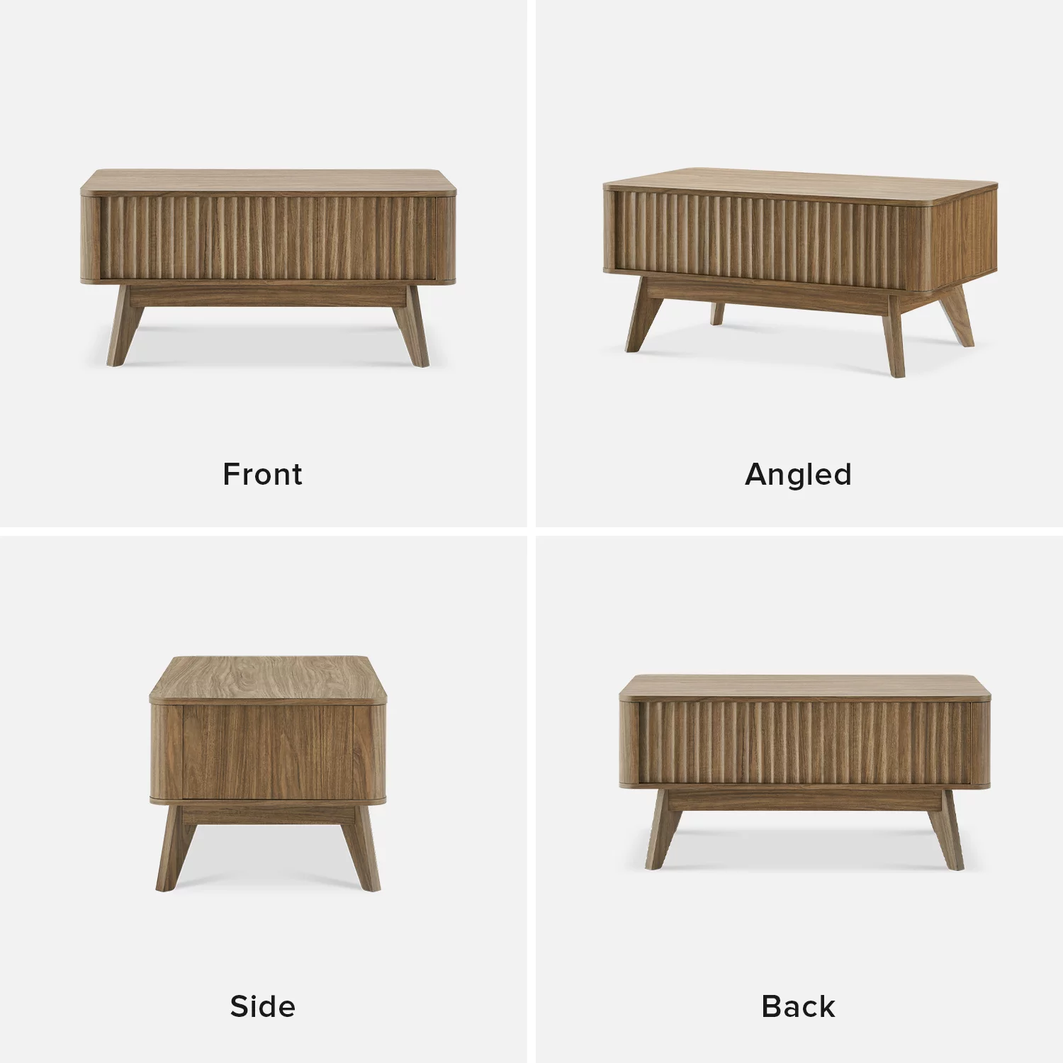 Mopio Brooklyn Mid-Century Modern Lift Top Coffee Table with Storage for Living Room, Waveform Panel (Walnut)