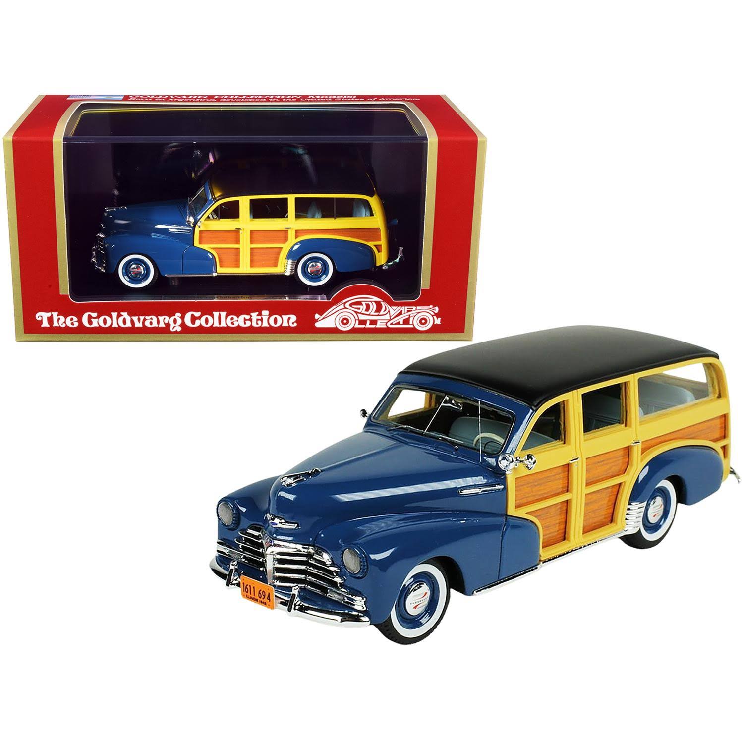 1948 Chevrolet Fleetmaster Woodie Station Wagon Como Blue with Black Top Limited Edition to 240 Pieces Worldwide 1/43 Model Car