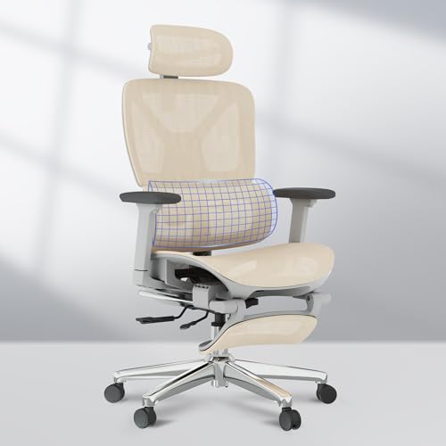 FLEXISPOT ErgoX Premium Ergonomic Office Chair with Footrest- Adjustable 3D Armrests, Dynamic Lumbar Support, Recline & Tilt Function, Mesh Seat