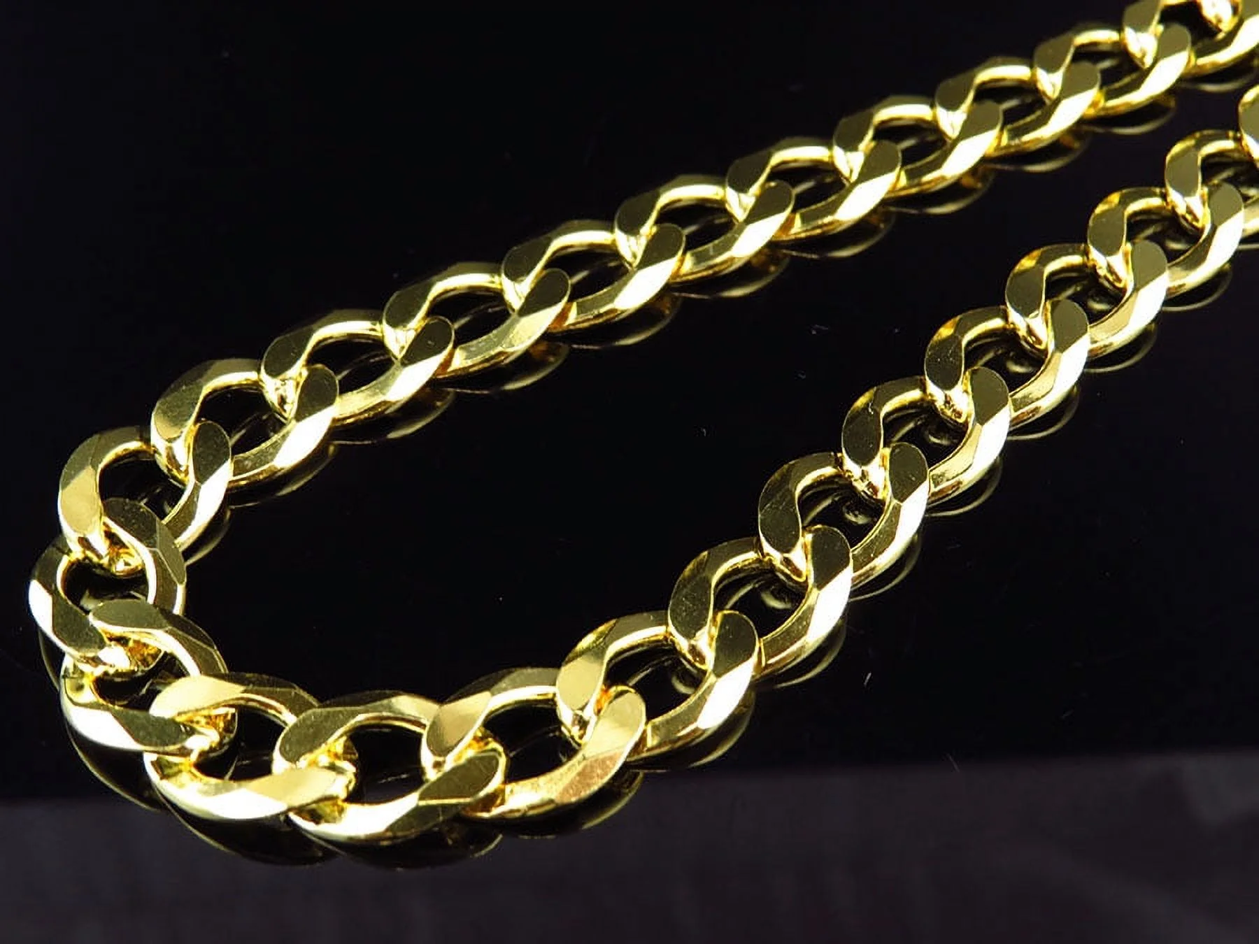 Yellow Gold Finished Curb Cuban Link 10MM Chain Necklace 18"-28"