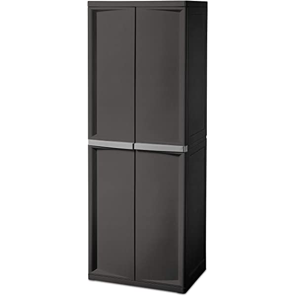 Sterilite 01423V01 4 Shelf Cabinet, Flat Gray, 1-Pack