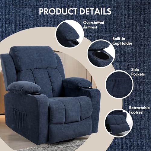 FLEXISPOT XL31 Power Lift Recliner Chair for Elderly, Electric Lift Chair with Massage & Heat, PU Leather Reclining Sofa w/Cup Holders