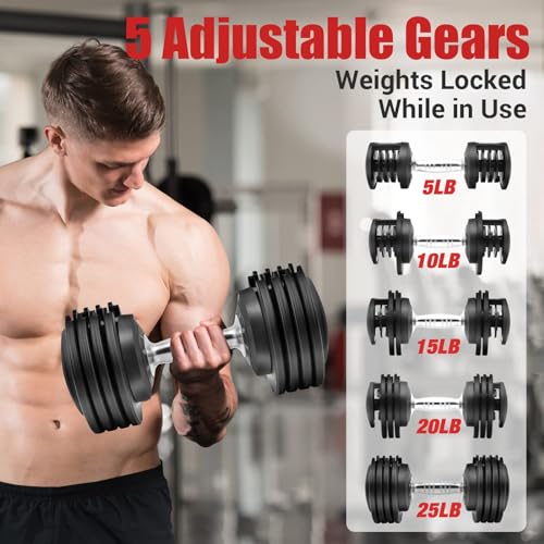 Adjustable Dumbbell Set, 25lb/55lb Free Weight Set Pair Fast Adjust Dumbbell Weight for Exercises