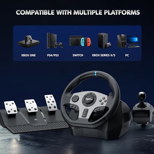 PXN Racing Wheel - Steering Wheel V9 Driving Wheel 270°/ 900° Degree Vibration Gaming Steering Wheel with Shifter and Pedal for PS4,PC,PS3
