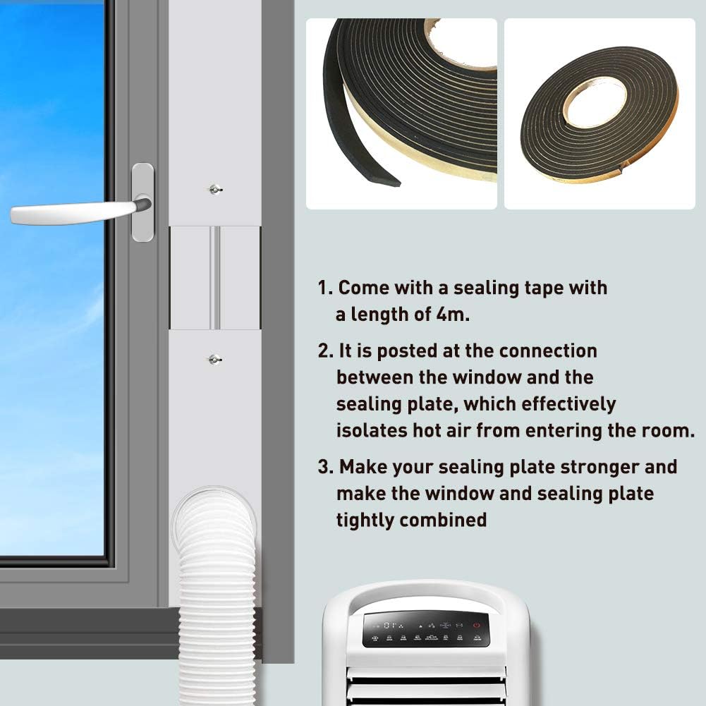 Gulrear Portable AC Window Kit for Vertical Window Portable Air Conditioner window seal parts Adjustable Length from 20" to 55" Sliding Window AC