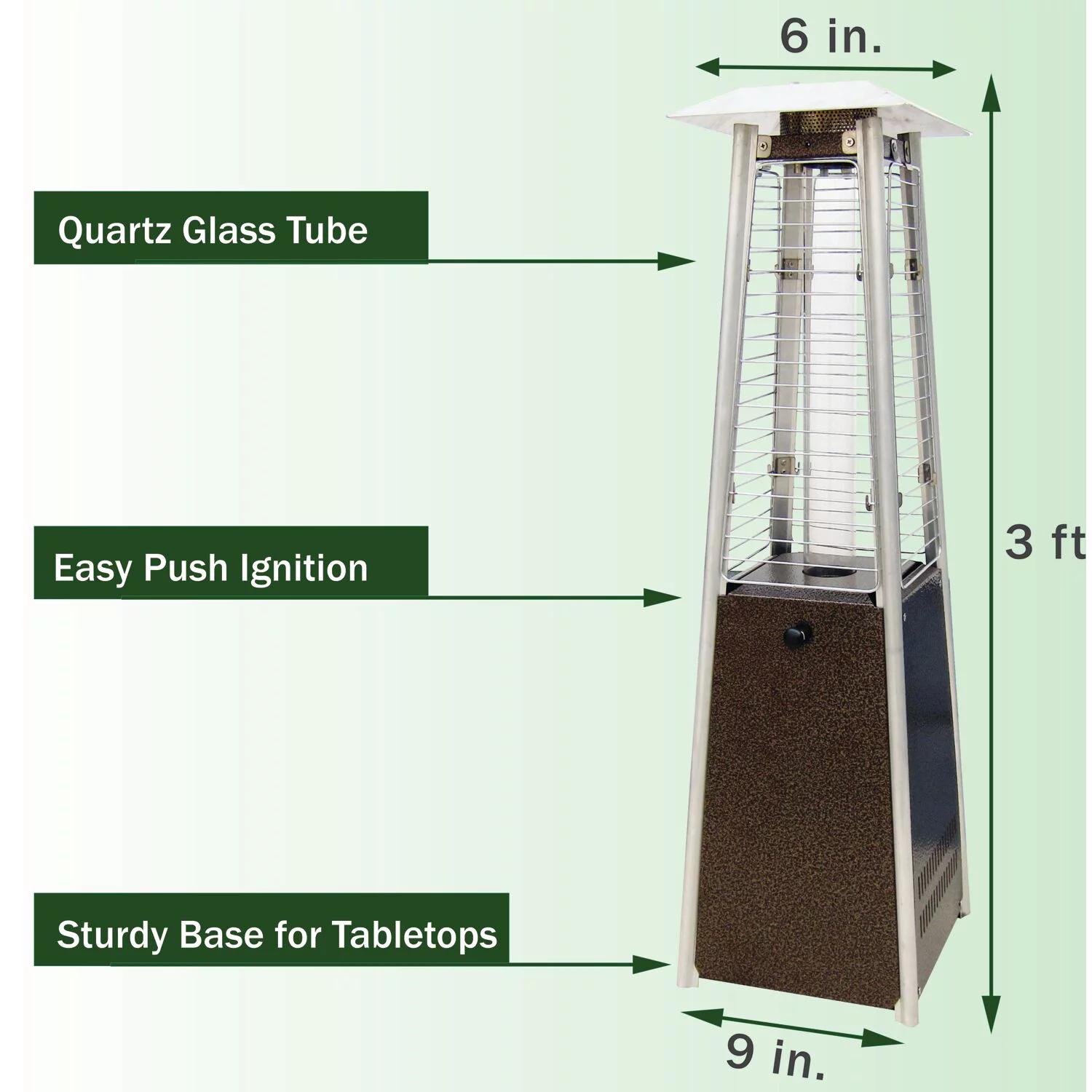 Hanover Mini Pyramid Tabletop Propane Patio Heater in Hammered Bronze
