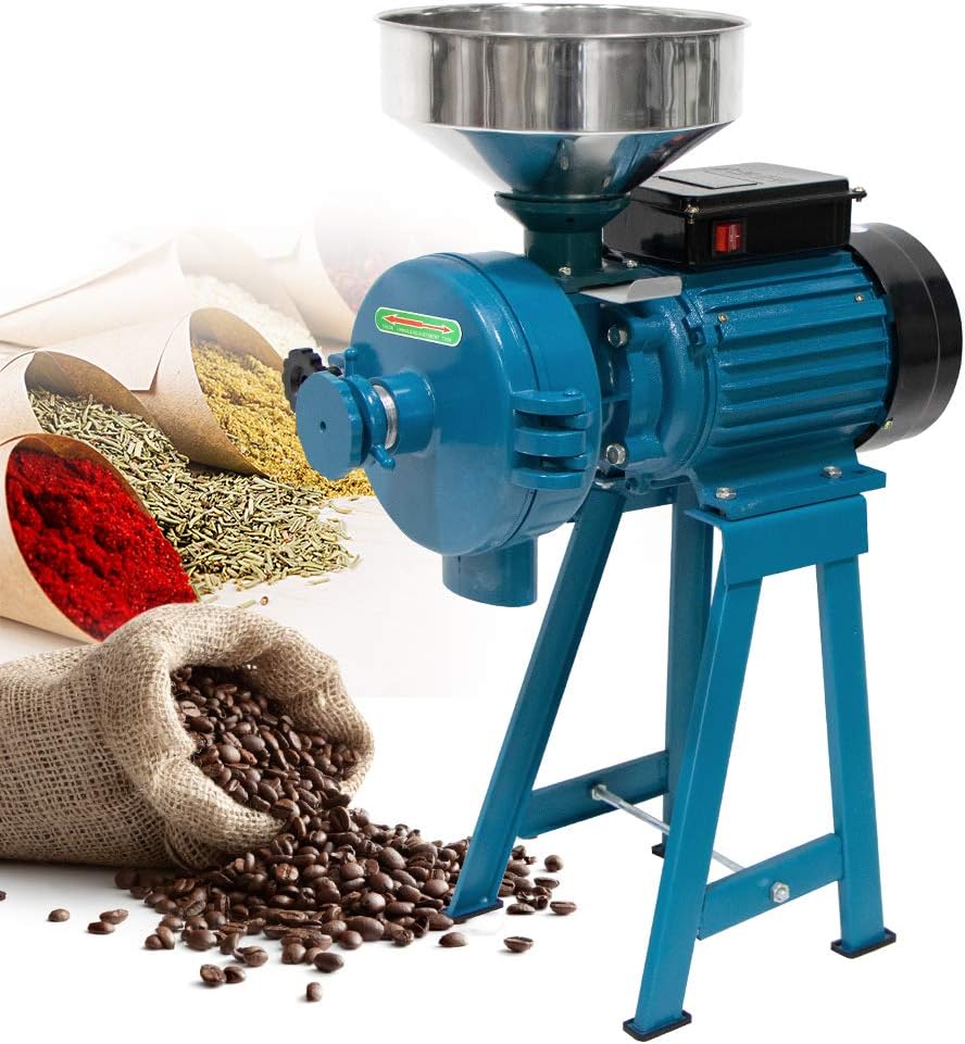 MOPHOTO Electric Grain Grinder Mill, Corn Grinder Mill Electric, Dry Cereals Rice Wheat Corn Mills with Funnel