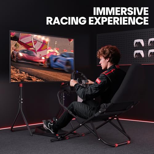 RACGTING Racing Simulator Cockpit with TV Monitor Stand for G920 G29 G923, Sim Racing Cockpit for Thrustmaster T248X T248 T300RS T150 T-GT II