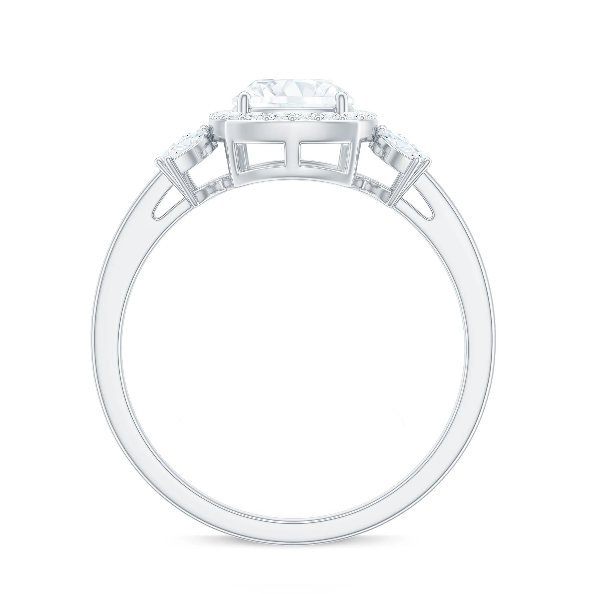 Cushion Cut Moissanite Designer Engagement Ring with Halo for Women - D-VS1 Grade, 14K White Gold, US 8.50
