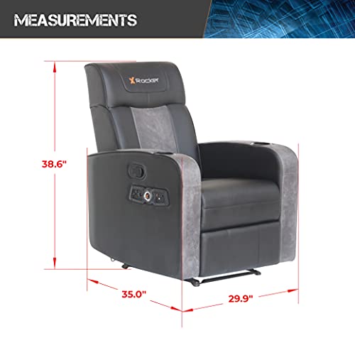 X Rocker Gamma Recliner Gaming Chair, 2.1 Bluetooth Audio System, Headrest Mounted Speakers, Built-in Footrest and Cupholder, 718001