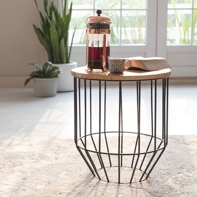 Hanna Solid Wood Frame End Table Industrial Lodge Home Table Base Color: Black