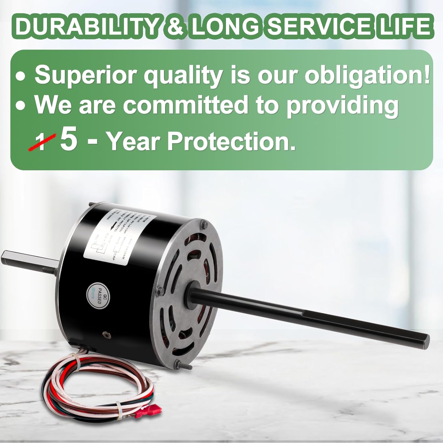 RV Air Conditioner Motor with Capacitor, Direct Replacement for Coleman Mach RV AC Fan Motor, Replaces Fasco D1092, 1/3 HP, 115 Volts, 1675 RPM