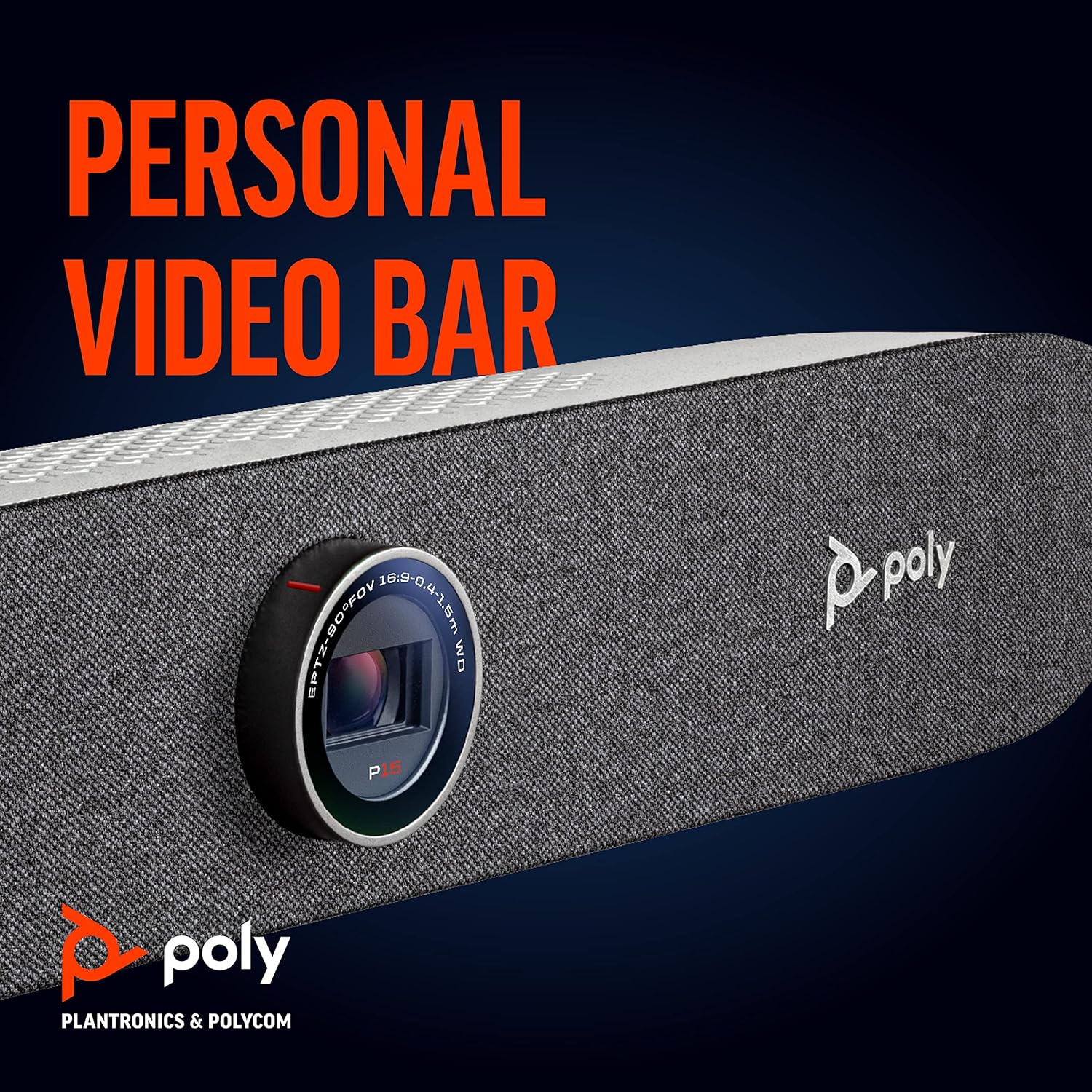 Poly Studio P15 Personal Video Bar (Plantronics + Polycom) - Complete Audio + Premium 4K Webcam Solution - Camera, Mics & Speaker