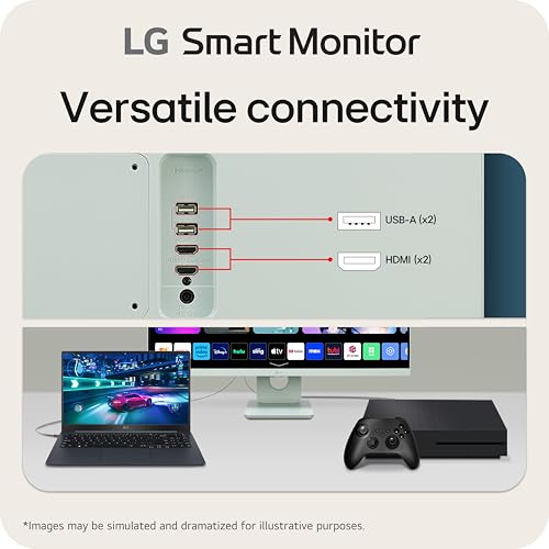 LG 27SR50F-W Smart Monitor 27-Inch FHD (1920x1080) IPS Display, webOS 23, HDR 10, x2 Built-in Speakers, AirPlay 2, Screen Share, Bluetooth, ThinQ App