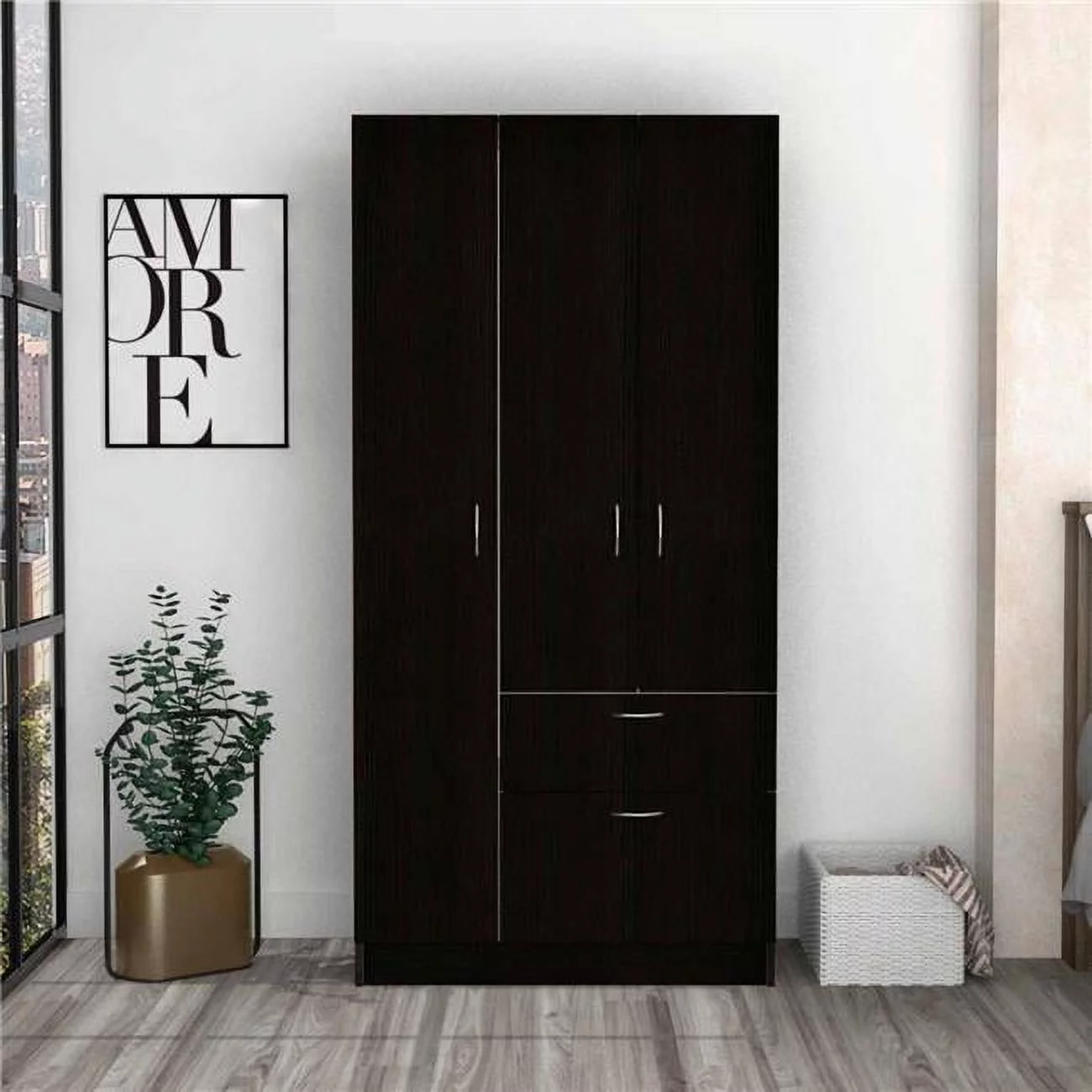 Black & White Three Door Armoire