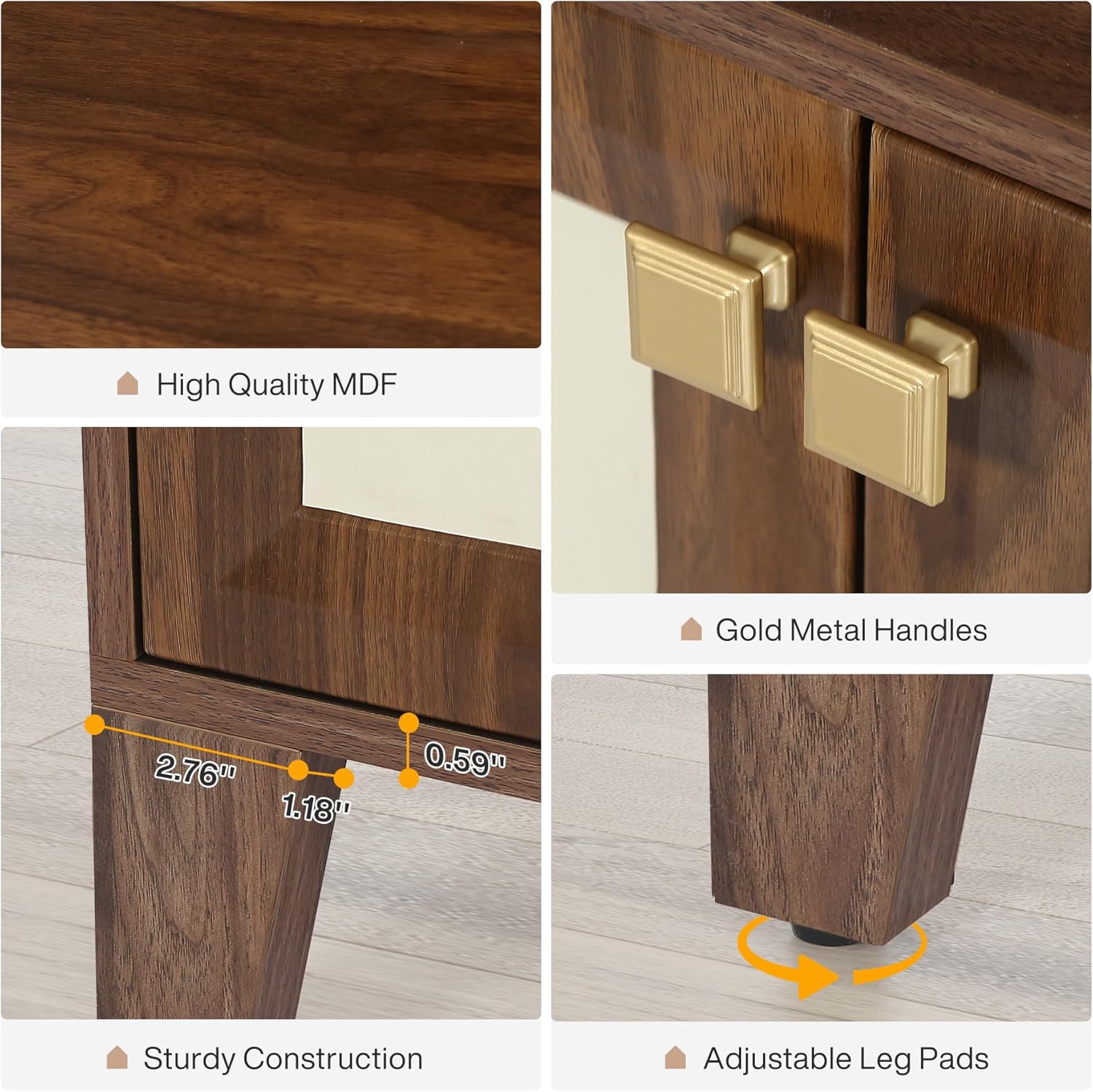 Tribesigns Buffet Cabinet with Storage, 59" Wood Sideboard Cabinet with 4 Doors and Adjustable Shelves
