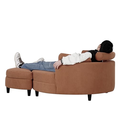 51.5-Inch Oversized Swivel Accent Barrel Chair with Storage Ottoman ,Button Decor and 4 Pillows