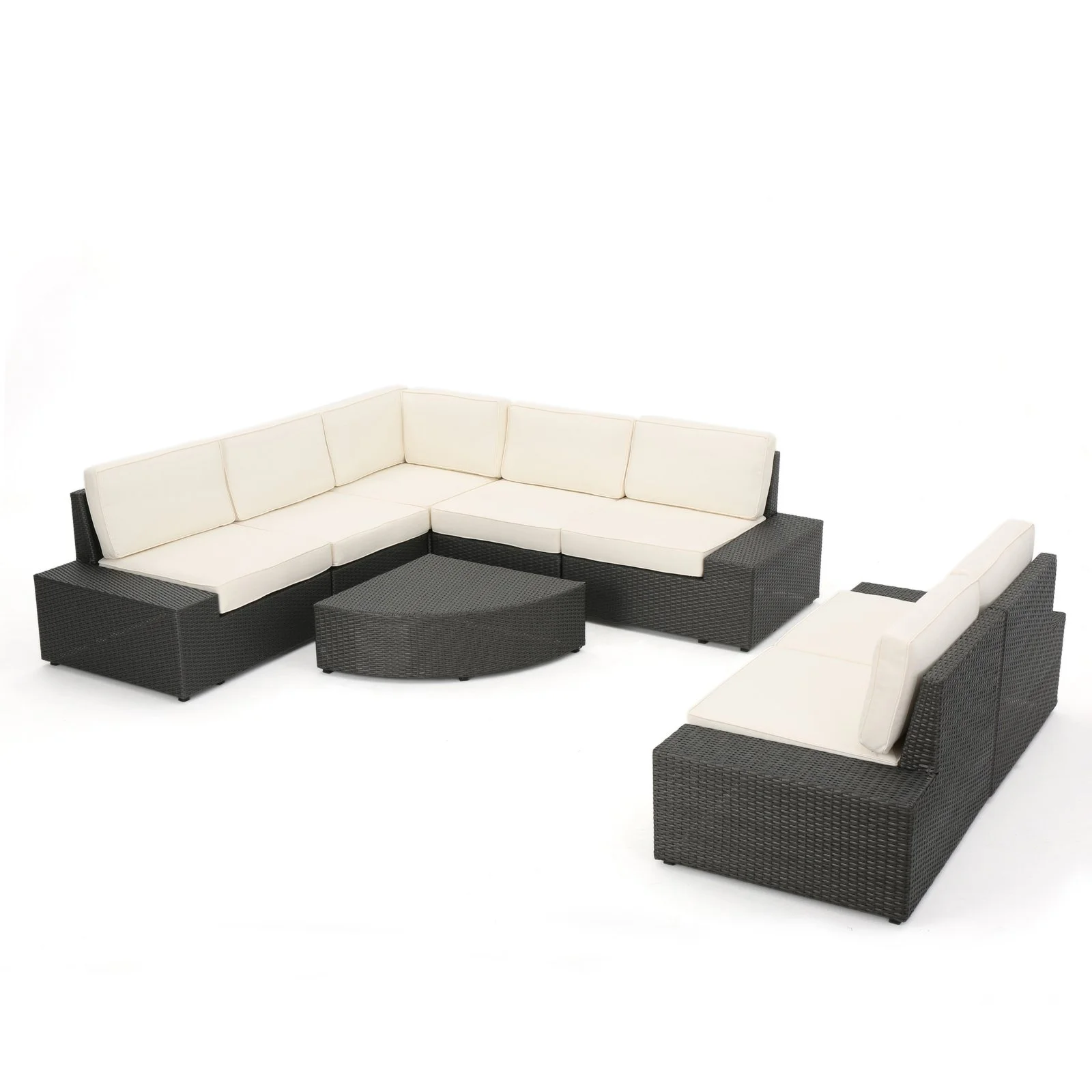 Christopher Knight Home Santa Cruz Outdoor 8-piece Wicker Sectional Sofa Set with Cushions by  Dark Brown/Beige - Curated Treasures Market