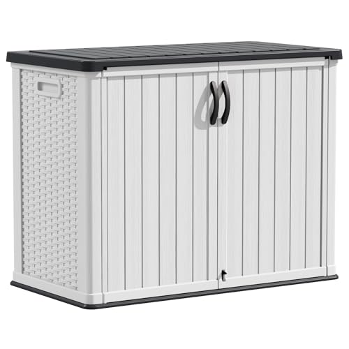 Devoko Outdoor Storage Cabinet 26 Cu Ft with Lockable Doors, Horizontal Storage Shed Waterproof Patio Tools Storage Box for Sofa Cushions
