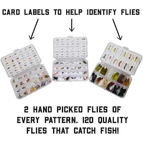 Smittys Fly Box Trout Box Premium Trout Flies Assortment of Dry Flies, Nymphs, Euro Nymphs, Stimulators, Wooly Buggers and Streamers for Fly