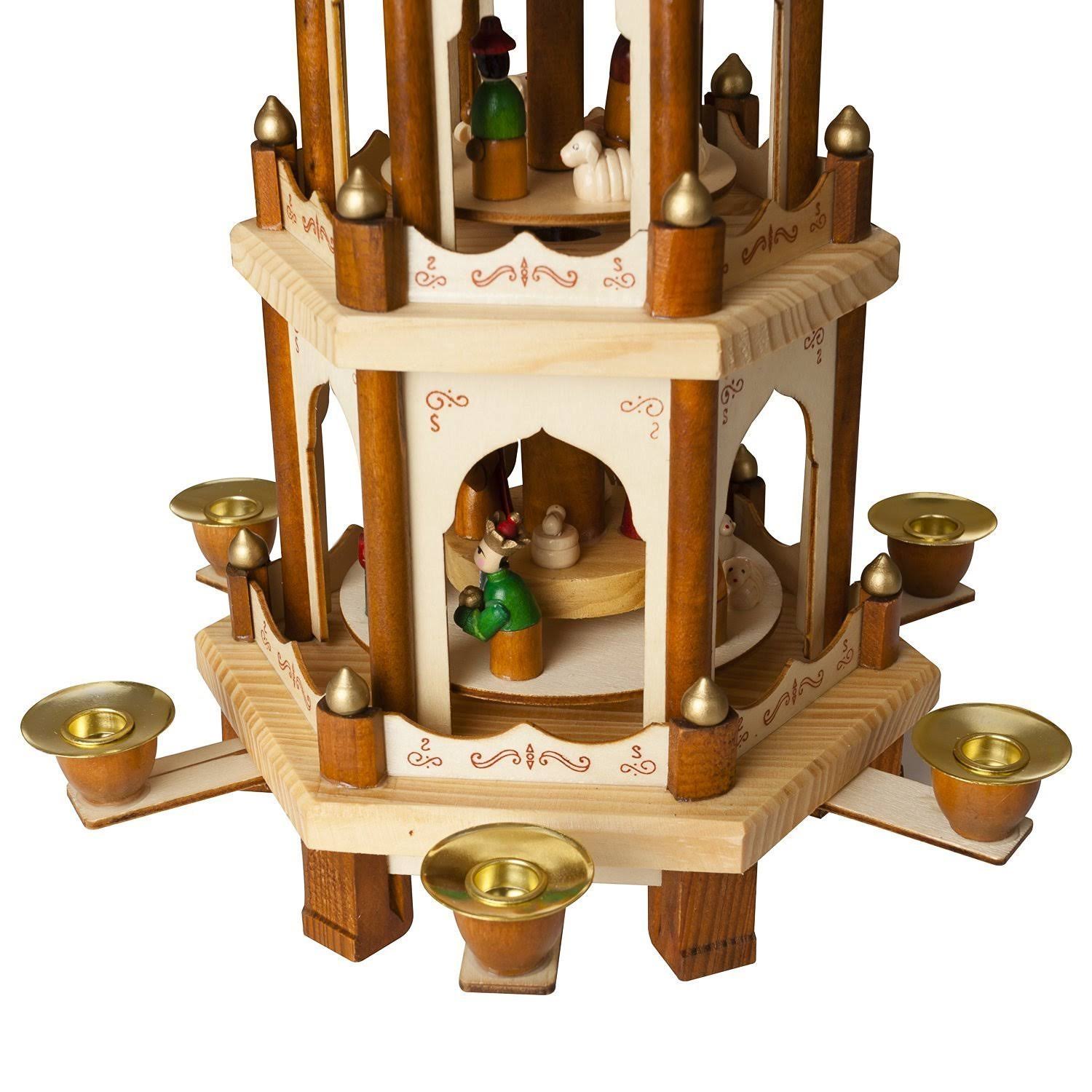 Brubaker Wooden Christmas Pyramid - 18 Inches - 3 Tier Carousel - Nativity Play