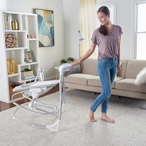 Ingenuity SimpleComfort Lightweight Compact 6-Speed Multi-Direction Baby Swing, Vibrations & Nature Sounds, 0-9 Months 6-20 lbs (Pink Cassidy)