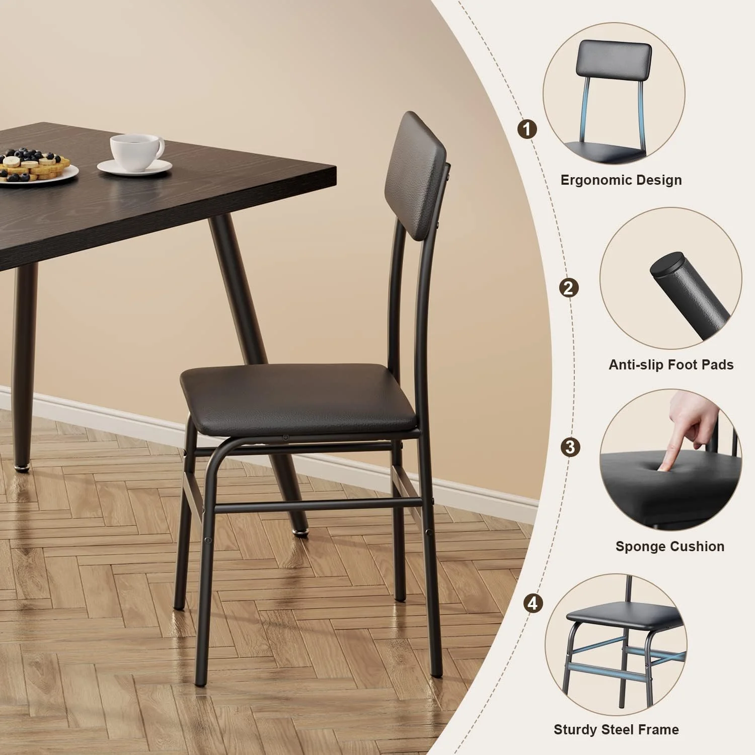 Dining Table Set For 4, Kitchen Dining Table With 4 Chairs For Small Space, Apartment
