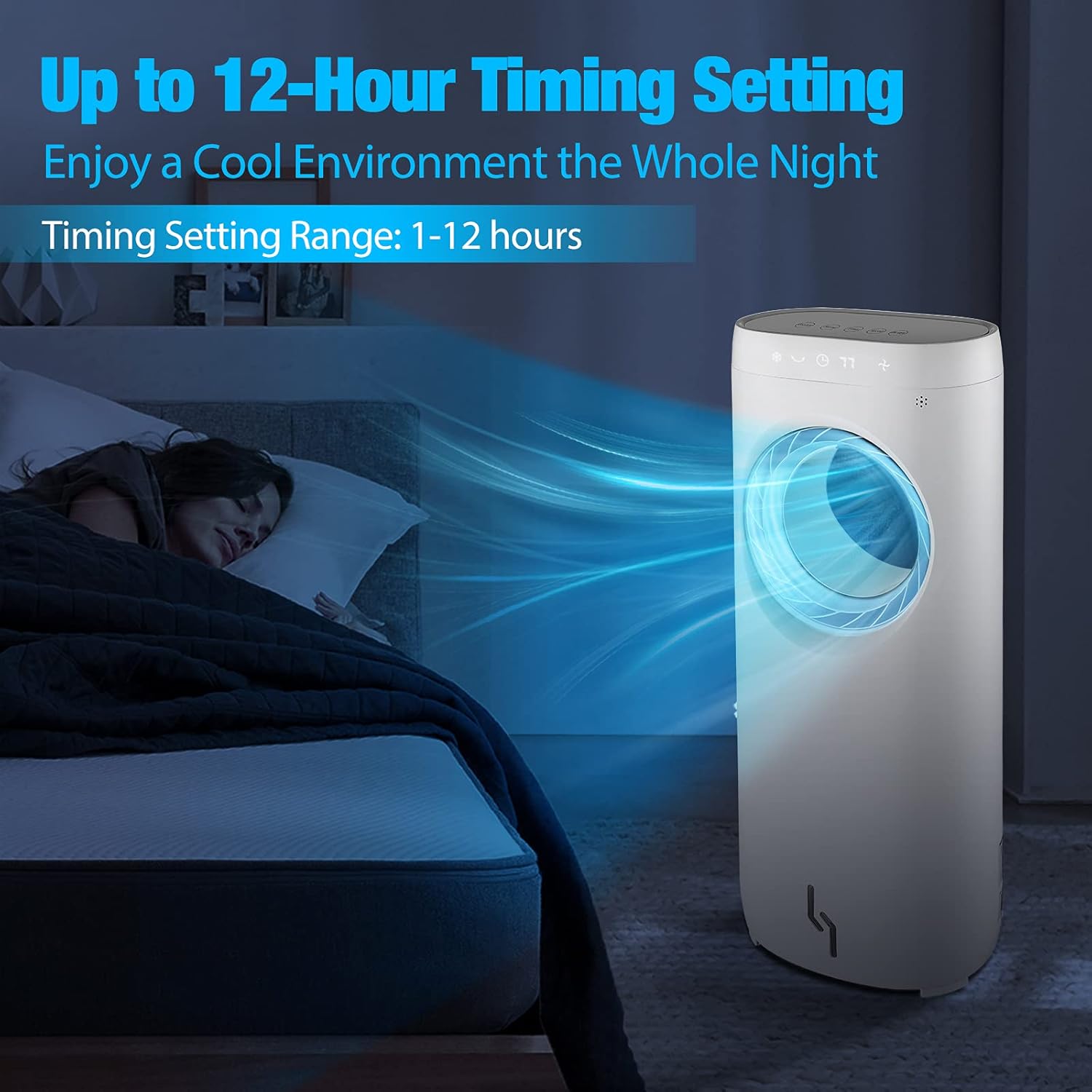 Trustech Evaporative Air Cooler, Air Cooler with Bladeless Fan Design, Cool and Humidify Function with 3 Wind Speeds, 12H Timer