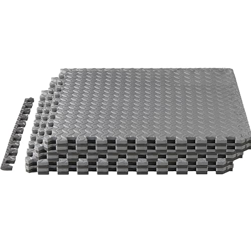 Yes4All 24SQFT-120SQFT Puzzle Exercise Mat for Home Gym, EVA Interlocking Foam Floor Tiles with Border for Workout Equipment