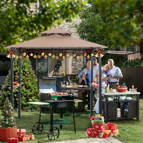 ABCCANOPY 8x5 Grill Gazebo - Outdoor BBQ Canopy Shelter with Led Light for Patio Backyard Grilling (Dark Gray)