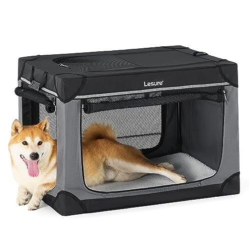 Lesure Soft Collapsible Dog Crate - 42 Inch Portable Travel Crate for Extra Large Dogs Indoor & Outdoor
