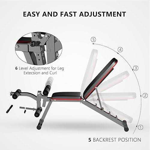 ZENOVA Adjustable Weight Bench Workout Bench with Leg Extension - Sports Supplies Online Store