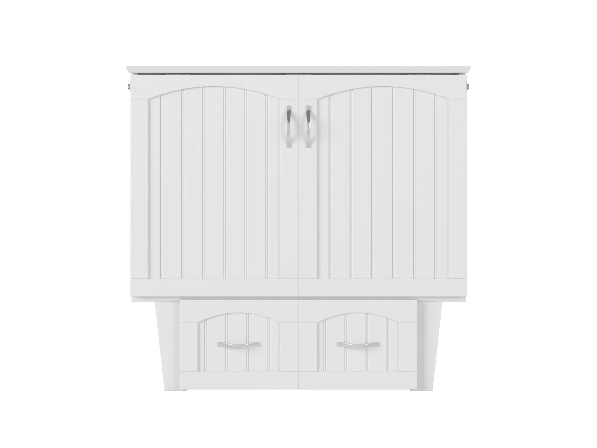 AFI Nantucket Twin Solid Wood Murphy Bed Chest with Mattress, Drawer & Charger in White