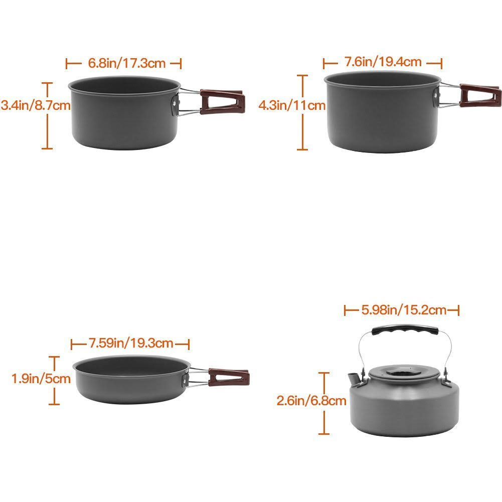 Bulin 13 Piece Camping Cookware Mess Kit Outdoor Backpacking Hiking Gear Cooking