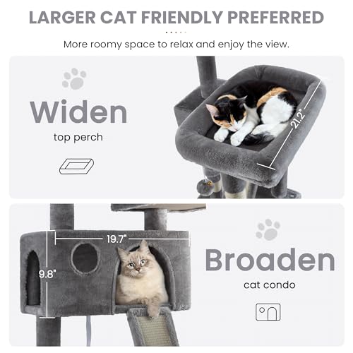 SHA CERLIN 65in Larger Cat Tree Tower Condo for Indoor Cats