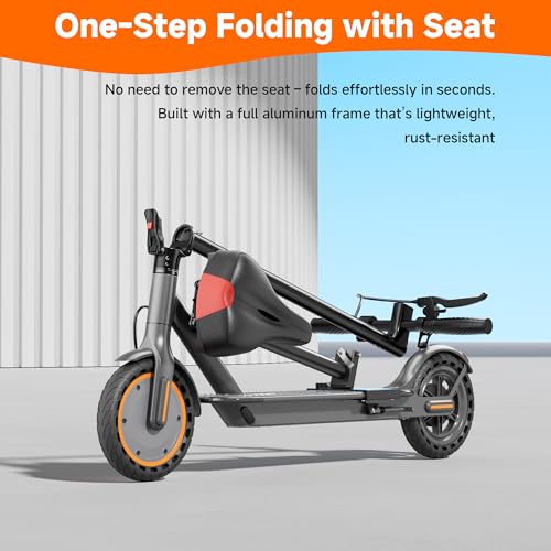 Electric Scooter, Folding E Scooter for Adults with Seat, 350W Motor, 8.5" Tire, 19MPH