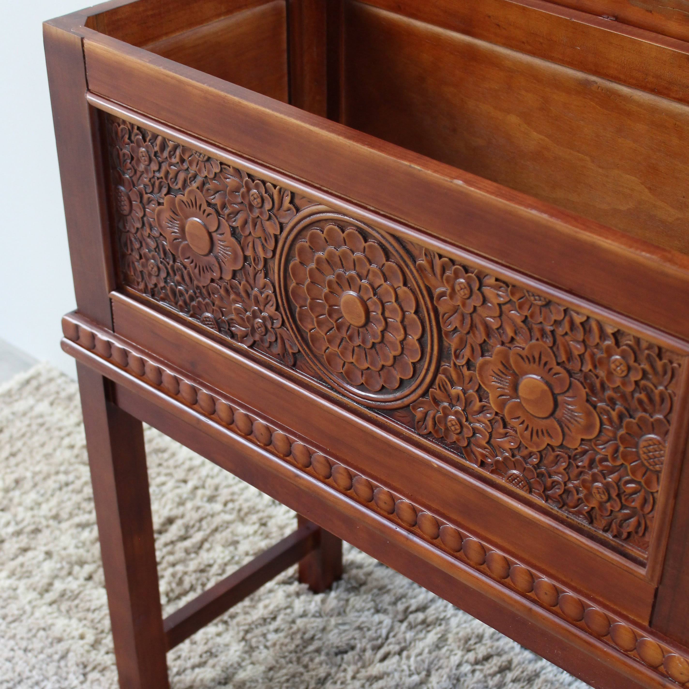 International Caravan Windsor Carved Wood Trunk on Stand