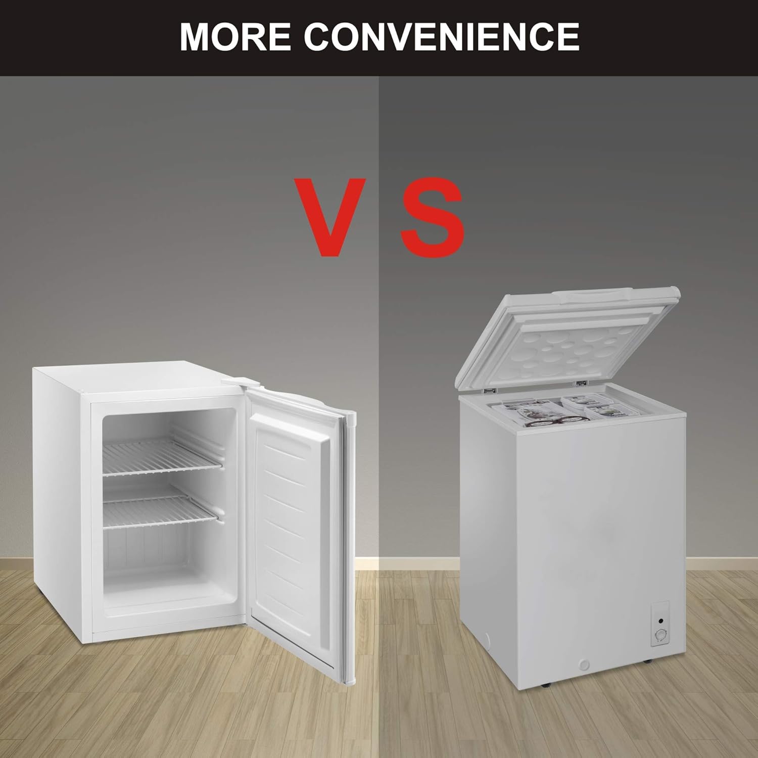 Joy Pebble Free Standing Upright Freezer with Removable Shelf, Adjustable Thermostat