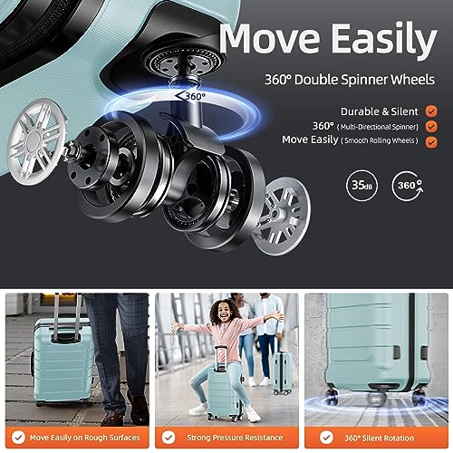 SHOWKOO Luggage Sets Expandable PC+ABS Durable Suitcase Double Wheels TSA Lock Black