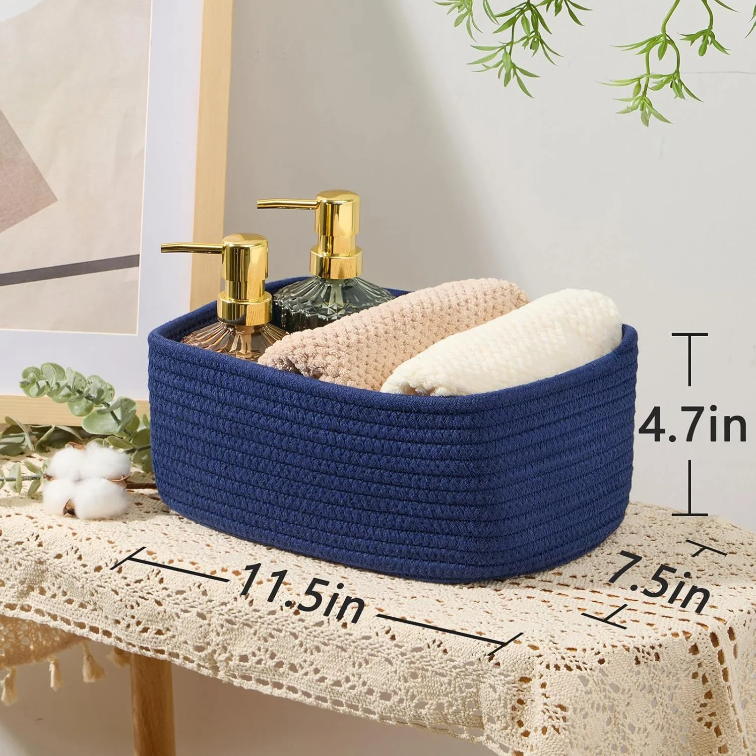 AllWays Plaza Small Storage Baskets for Organizing | Closet Organizer Bins | Shelf Toy Basket | Woven Rope Baskets | Cube Decorative Box | Shallow
