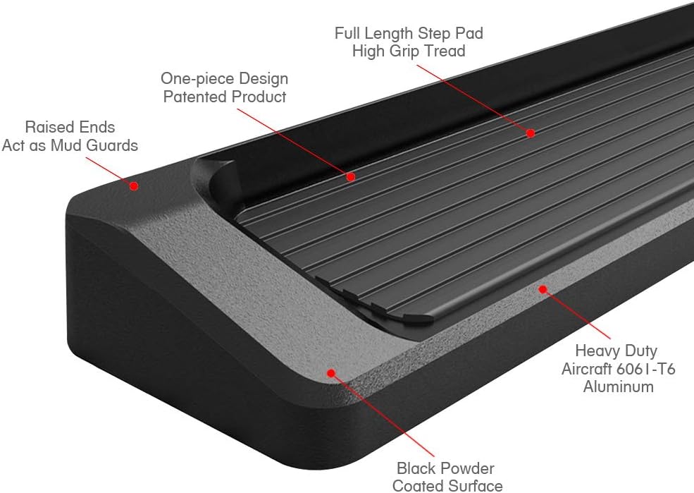 APS Premium iBoard Running Boards 6in Black Compatible with Dodge Ram 1500 Crew Cab 19-22