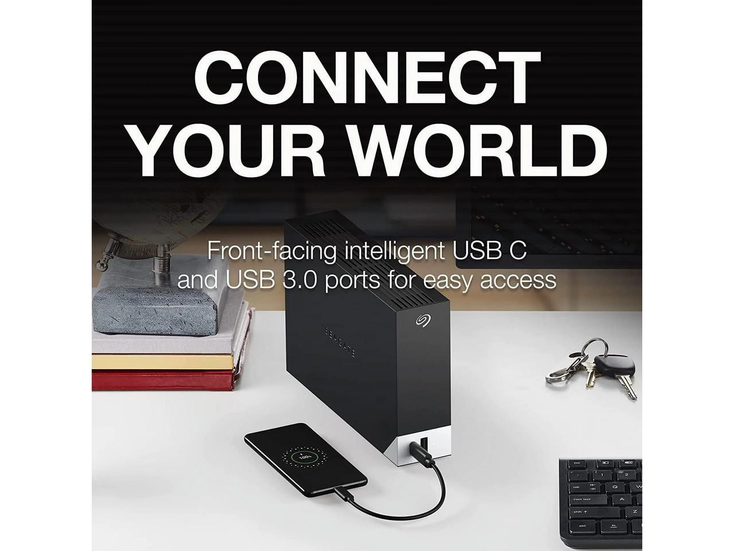 Seagate One Touch Hub 14TB External USB-C and USB 3.0 Desktop Hard Drive - Black (STLC14000400)