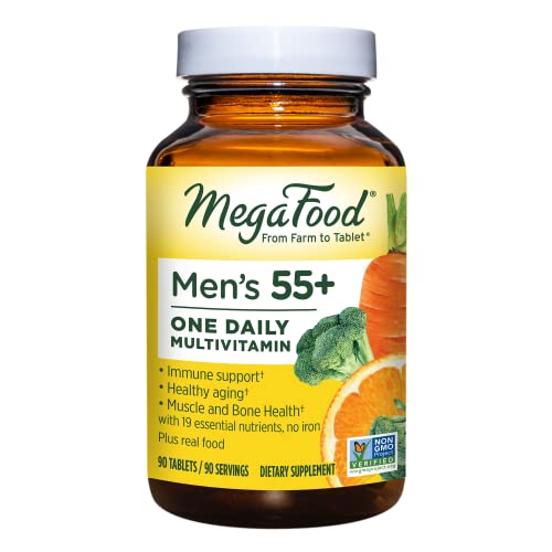 MegaFood Men's 55+ One Daily - Multivitamin for Men with Vitamin B12, Vitamin C, Vitamin D & Zinc - Optimal Aging & Immune Support Supplement
