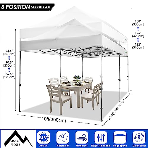 COBIZI 10x20 Heavy Duty Pop up Canopy Tent with 6 sidewalls Easy Up Commercial Outdoor Wedding Party Tents for Parties All Season Wind & Waterproof