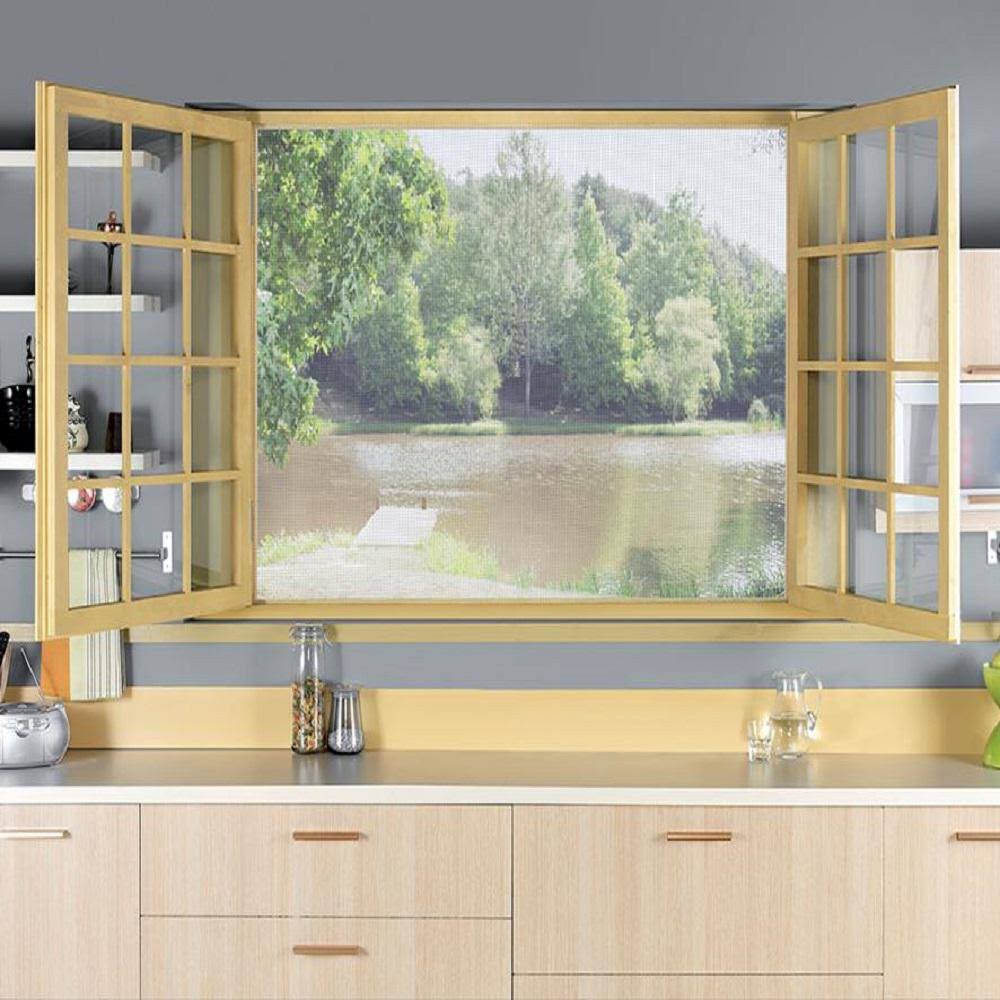 Retractable Bug Screen 39 in. x 67 in. Adjustable Width/Height White Aluminum Fiberglass Vertically Retractable Window Insect Sc