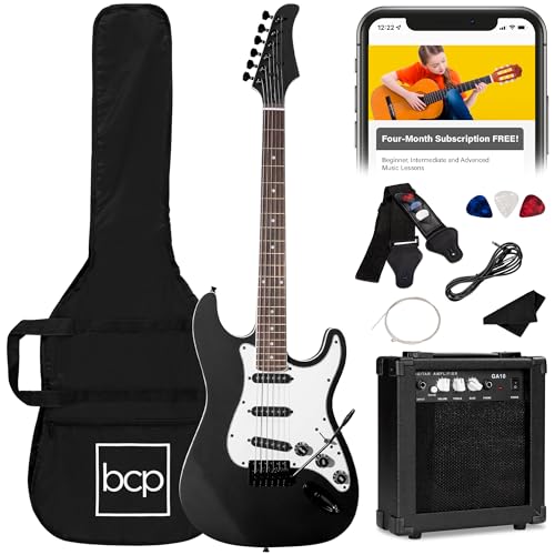 Best Choice Products 39in Full Size Beginner Electric Guitar Starter Kit w/Case, Strap, 10W Amp, Strings, Pick, Tremolo Bar - Sunburst