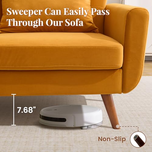Tbfit L Shaped Couch Sofa, 80" W Mid-Century Modern Sectional Couches, 3 Seater Sofas with Wide Chaise Lounge & Two Pillows